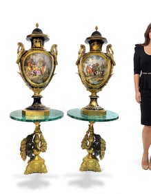Near Identical Pair of Palatial French Sevres Vases