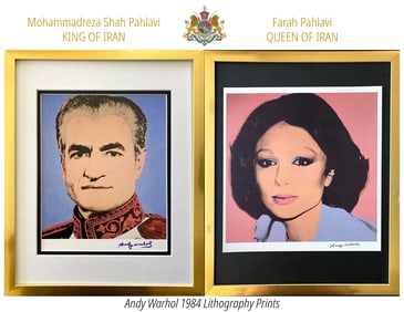 The Shah & The Queen of IRAN, A Pair of ANDY WARHOL Framed Lithography