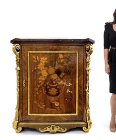 Fine 19th C. Bronze Mounted Inlaid Cabinet