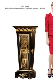 19th C. French Bronze Mounted Ebony Boulle Marquetry Pedestal