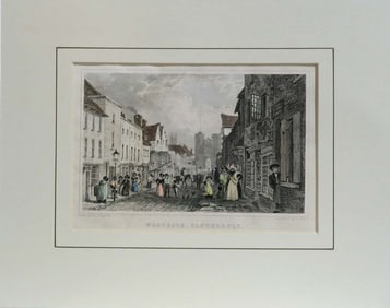 19th C. Westgate Canterbury engraved by H.Adlard