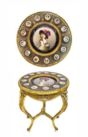 ORMOLU SEVRES GILTWOOD GUERIDON CIRCULAR TABLE, 19TH C.