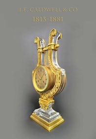 Magnificent French Caldwell Bronze & Crystal Clock