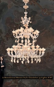 A Monumental Murano Style Chandelier 35-Lights, H 88"