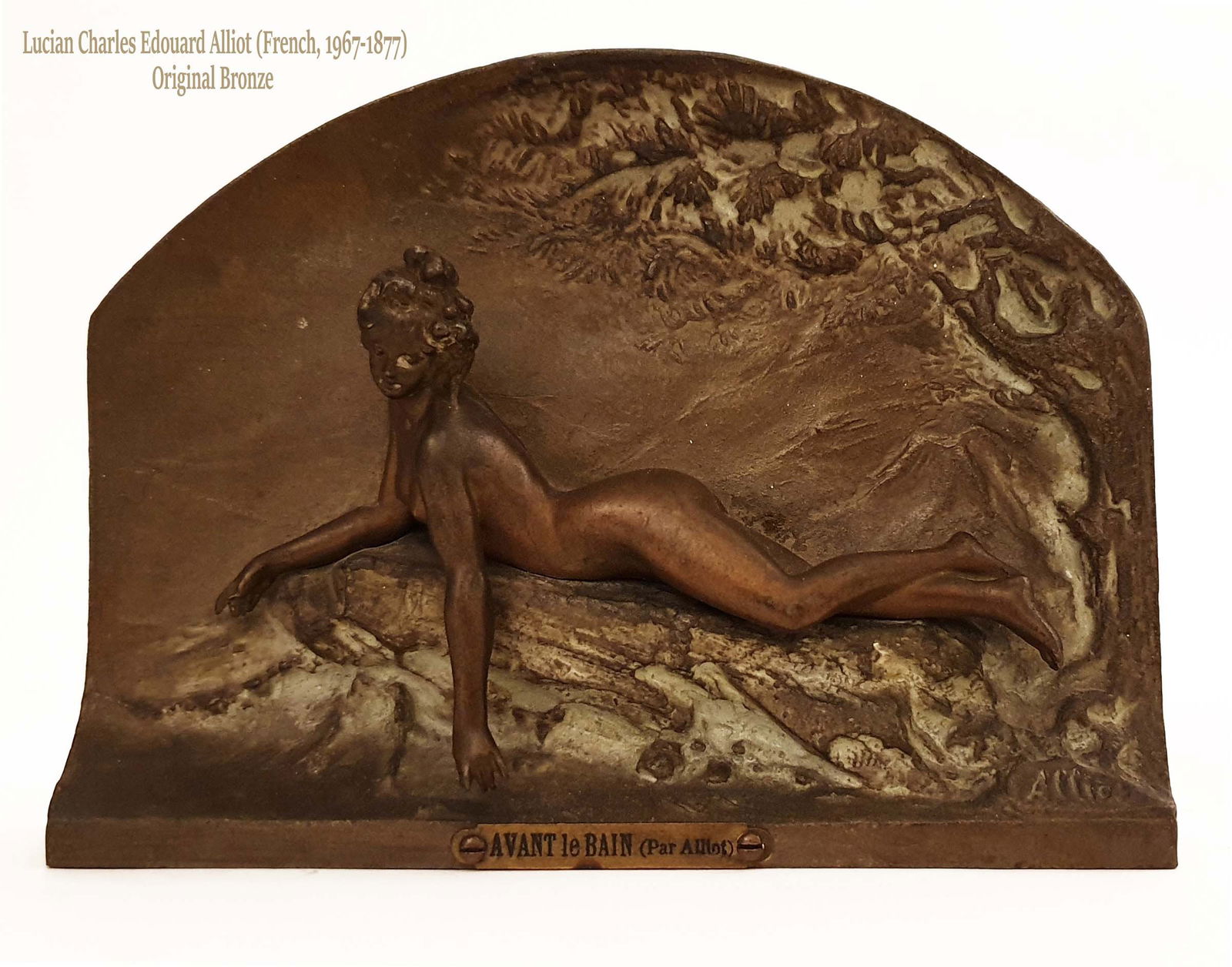 Avant le Bain, An original French Bronze Statue Plaque, Alliot Signed (1 of 8)