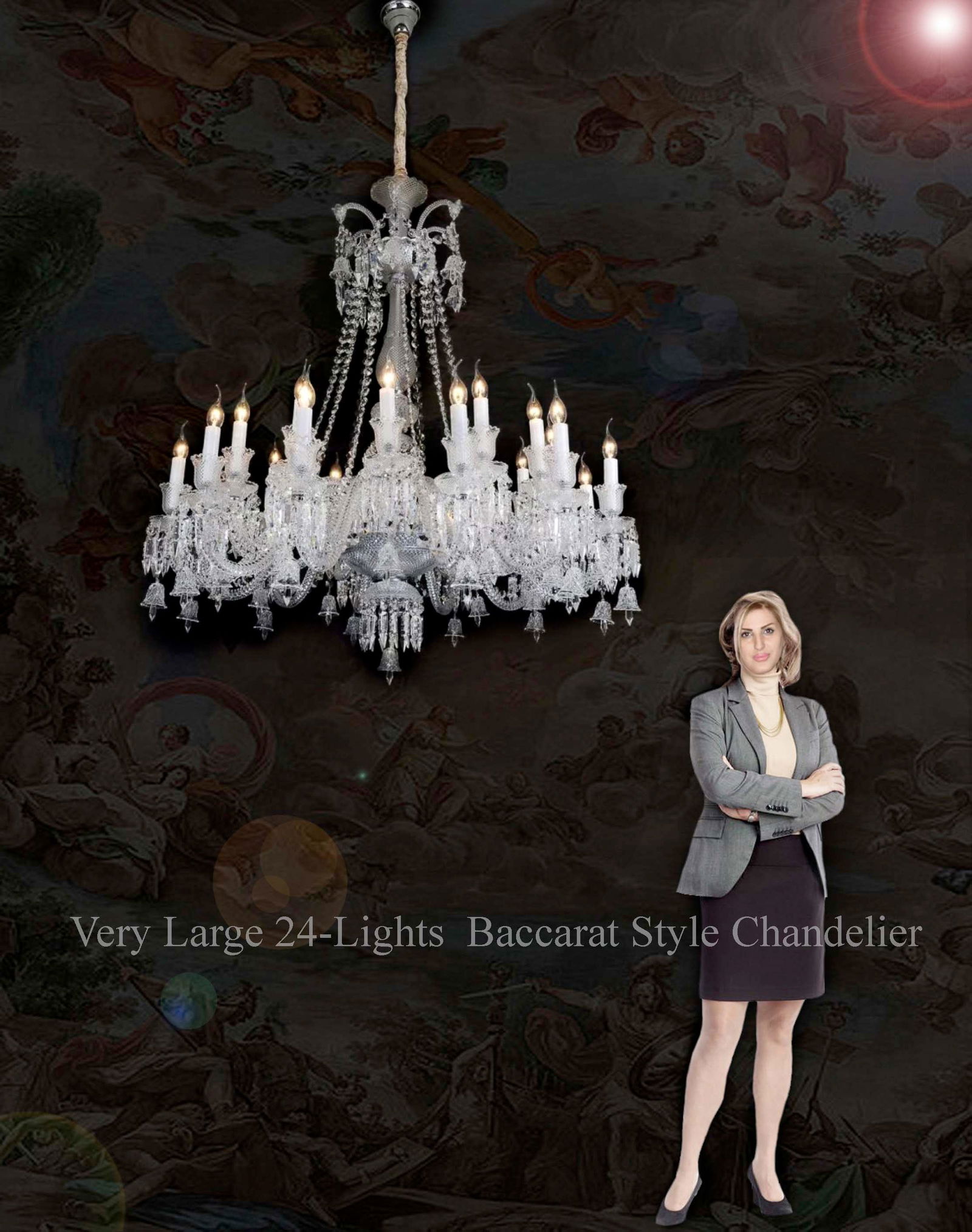 Very Large Baccarat Style 24-Lights Chandelier (1 of 2)
