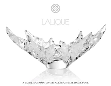 A BRAND NEW LALIQUE CHAMPS-ELYSEES CLEAR CRYSTAL SMALL BOWL, BOXED