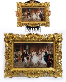 A LARGE BERLIN KPM PORCELAIN PLAQUE OF DANCING FLOOR