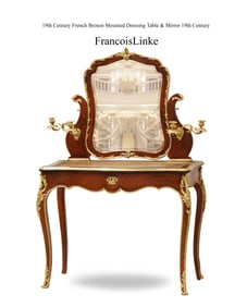 19th Century French Francois Linke Bronze Mounted Dressing Mirror Table, Signed