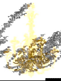 A "Henri Dasson" Signed Gilt bronze 6-light chandelier (1 of 1)