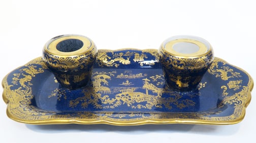 19th C. English Copeland Spode Porcelain Inkwell