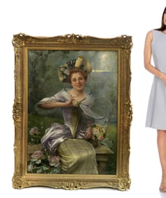 Large Oreste Costa (1851-1901) Oil on Canvas Painting