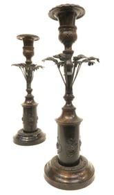 A Pair of Bronze Candlesticks