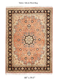 An Exquisite Persian Tabriz Wool Silk Rug