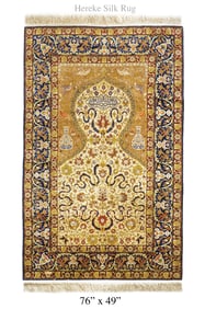 A Large Turkish Hereke Prayer Silk Rug