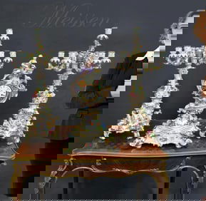 Large 19th C. Meissen Figural Clock Set