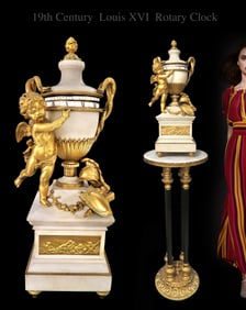19TH C. LOUIS XVI GILT BRONZE & MARBLE ROTARY CLOCK