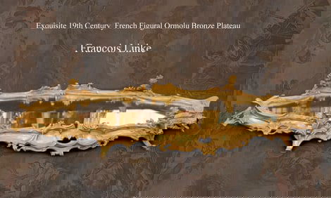 An Exquisite 19th C. French Francois Linke Figural Bronze Plateau, Signed