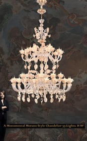 A Monumental Murano Style Chandelier 35-Lights, H 88"