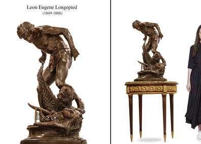 A Large 19th C. Leon Eugene Longepied Singed Patinated Bronze Sculpture (1 of 1)