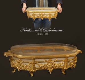 A Large 19th C. French F. Barbedienne Figural Bronze Centerpiece, Signed