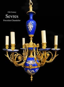 19TH C. FRENCH SEVRES BRONZE CHANDELIER 6-Light