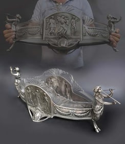 Large WMF Silver Plated Bronze Crystal Centerpiece
