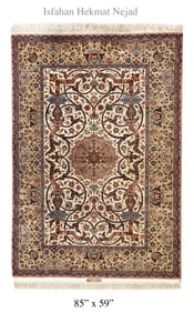 An Exquisite Persian Isfahan Wool Silk Rug, Hekmat Nejad Signed