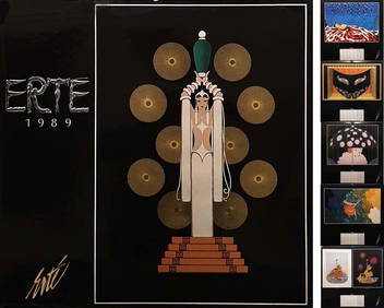 A Vintage ERTE 1989 Lithograph Wall Calendar, 12 Pages (1 of 15)