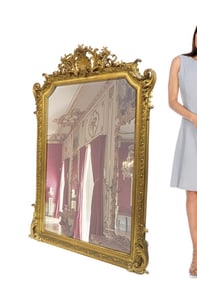 A Large 19th C. French Carved Wooden Mirror