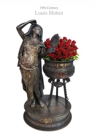 Orientalist Jardiniere Sculpture, Louis Hottot, 19th C.