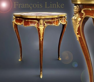 19th C. Francois Linke Gilt Bronze Marble Center Table