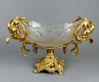 A French Baccarat Style Crystal & Bronze Centerpiece