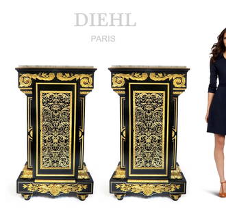 Important Pair of Pedestals by Charles-Guillaume Diehl: An Important Pair of Pedestals by Charles Guillaume Diehl the lockplate signed "DIEHL / PARIS / 19 r. Michel-le-Comte". About Artist: DIEHL CHARLES-GUILLAUME (1811-1885, German) Considered among the