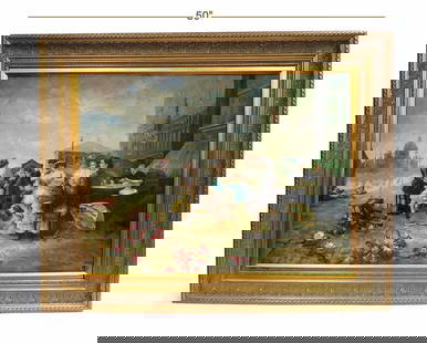 Henri Gervex (1852-1929) Large Oil on Canvas Painting: Henri Gervex (1852-1929) Large Oil on Canvas Painting. Frame: 50" x 39", Painting: 40" x 29"