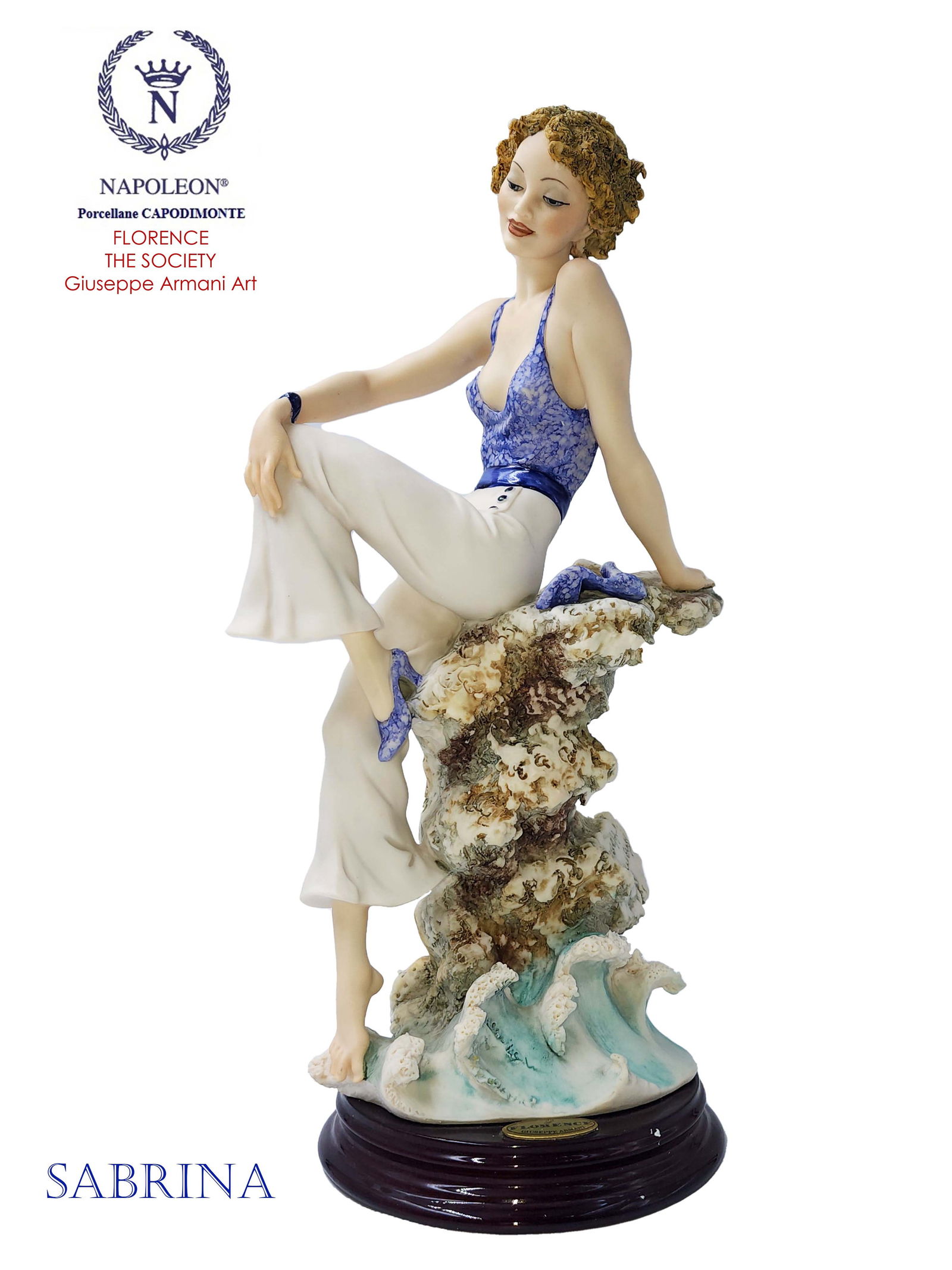 Sabrina, A Capodimonte Giuseppe Armani Hand Painted Porcelain Figurine, Box & COA: Sabrina, An Italian Capodimonte Giuseppe Armani Hand Painted Porcelain Figurine on wooden base. Signed and hallmarked. Circa 1996. original box, papers and COA. Sabrina is sold just for The Society Fl