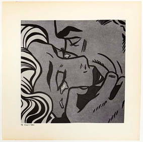 Kiss V 1964, A Vintage Roy Lichtenstein Lithography Print, COA (1 of 3)