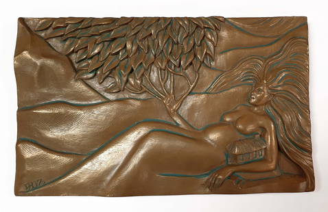 Earth Elements, Ann Zeleny Bronze Plaque, Signed: Earth Elements, Ann Zeleny Cold Cast Bronze Plaque Sculpture. JBL 1998 with SASO Tag. 8.1/2" x 5.1/2"
