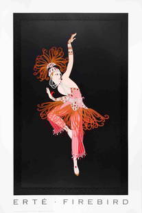 Firebird, A Large ERTE Lithograph Poster, 1995: Firebird, A Vintage Large ERTE (Romain de Tirtoff, 1892 - 1990) Lithograph Poster. Limited Edition Print & Published By "Chalk & Vermilion Fine Arts", USA 1995. Under License of Sevenarts (Official Er