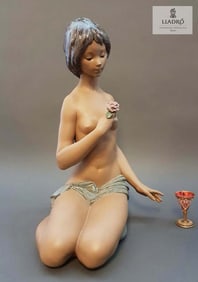 A LARGE RARE LLADRO Nude & Rose H 18" Sculpture By Salvador Debon