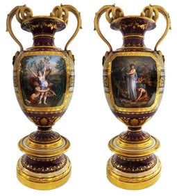 A PAIR OF 19TH C. ROYAL VIENNA PARCEL-GILT VASES