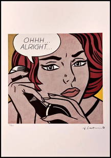 ROY LICHTENSTEIN's Ohhh...Alright..., A Limited Edition Lithography Print: Ohhh...Alright..., A Roy Lichtenstein Signed Limited Edition Original Lithograph print. numbered #33/150. Dry Stamp of the Publisher STYRIA STUDIO, Stamp Castelli Graphics New York on back. Overall si