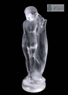 FEMME NUE, A Vintage CRISTAL DE SEVRES Figurine, Signed: FEMME NUE, A Vintage French CRISTAL DE SEVRES Frosted Crystal Figurine, Signed. Limited Edition (313/2000), Circa: 1960's. Designed by one of Etling's most famous designers, Lucille Sevin in 1920's.