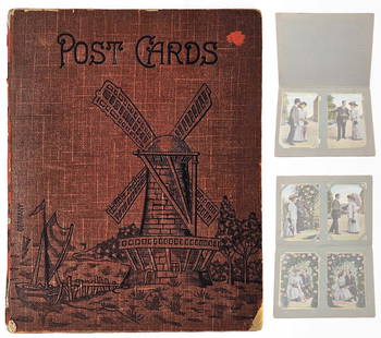 A 20th Century Vintage Romance Post Cards Album, Set of 14 Pieces: A Set Of Fourteen 20th Century Vintage Romance Post Cards Album. Germany Printed. Postal cards measures: 5.5" x 3.5", Booklet: 7" x 9"