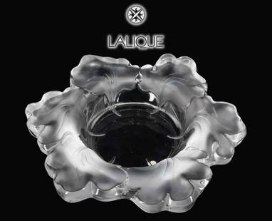 A Vintage French Lalique CAPUCINES Crystal Centerpiece/Bowl, Signed: A Vintage French Lalique CAPUCINES Crystal Centerpiece/Bowl, Signed. D 12" x H 2.75"
