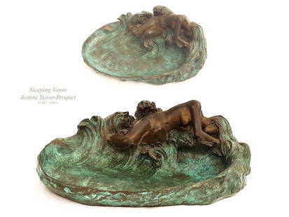 Sleeping Venus, A Jeanne Itasse-Broquet Bronze Figural Centerpiece, Signed: Sleeping Venus, A Jeanne Itasse-Broquet Bronze Figural Centerpiece, Signed. L 9.5". About Artist: Jeanne Itasse-Broquet (1867â&euro;“1941) was a French sculptor. She began her career at the age of
