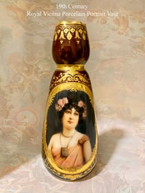 19th C. Royal Vienna Hand Painted Porcelain Vase, Artist Signed