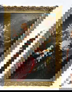 Nicolas de Largilliere (1656-1746) Palatial Painting: Nicolas de Largilliere (1656-1746) Palatial Painting. French painter Nicolas de Largilliere (1656-1746) depicted Mademoiselle Duclos in the role of Ariadne in 1712. Bacchus in the background is