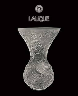 A French Lalique Arabesque Frosted Crystal Vase, Signed: A French Lalique Arabesque Frosted Crystal Vase, Signed. H 5.25"