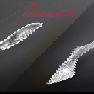 A French Baccarat Rearing Horse Crystal Figurine, Signed: A French Baccarat Rearing Horse Crystal Figurine, Signed. H 9"